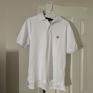 White Polo Shirt with Embroidered Lacrosse Logo
